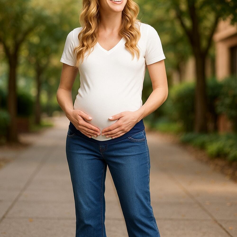 Zero 2 Nine Womens Capris Size‎ Small Blue Jean Denim Cropped Tab Maternity NEW